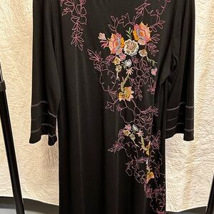 J. Jill Black Dress with Embroidered details